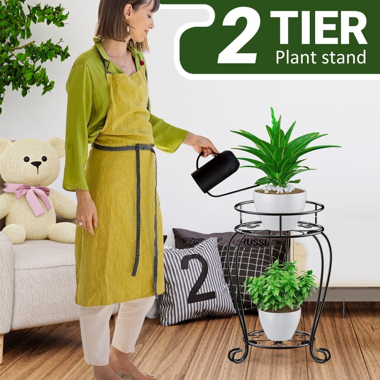 2-Tier Metal Plant Stand with Heart-Shaped Details photo 6