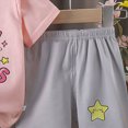 thumbnail image 4 of KPOPLK Toddler Baby Girls Clothes 0 3 6 9 12 18 Months 2T 3T 4T T-shirt + Linen Shorts Cute Summer 2Pcs Outfits Set(3-6 Months,Light Pink), 4 of 5