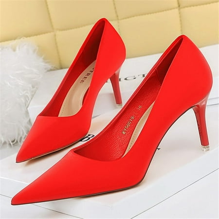 

2022 Woman Fetish 7.5cm 10.5cm High Heels Lady Wedding Bridal Pumps Scarpins Yellow Low Heels Plus Size Colorful Quality Shoes