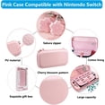 thumbnail image 2 of Estuche de transporte rosa para paquete de accesorios de Nintendo con cubierta protectora rígida, protector de pantalla de vidrio, soporte ajustable y tapas de agarre para el pulgar, 2 of 5