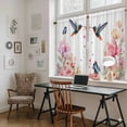 thumbnail image 5 of Pink Flower Kitchen Curtains 45 Inch Length, Spring Floral Butterflies Birds Farmhouse Tiers Curtains for Bathroom Bedroom Cafe, Light Filtering Small Window Treatment Short Drapes 2 Panels 42"Wx45"L, 5 of 8
