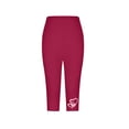 thumbnail image 5 of WULMLEO Womens Capris for Seniors Summer Capri Leggings Women Stretchy Workout Yoga Casual Vacation Beach Pants Hot Pink XL, 5 of 5