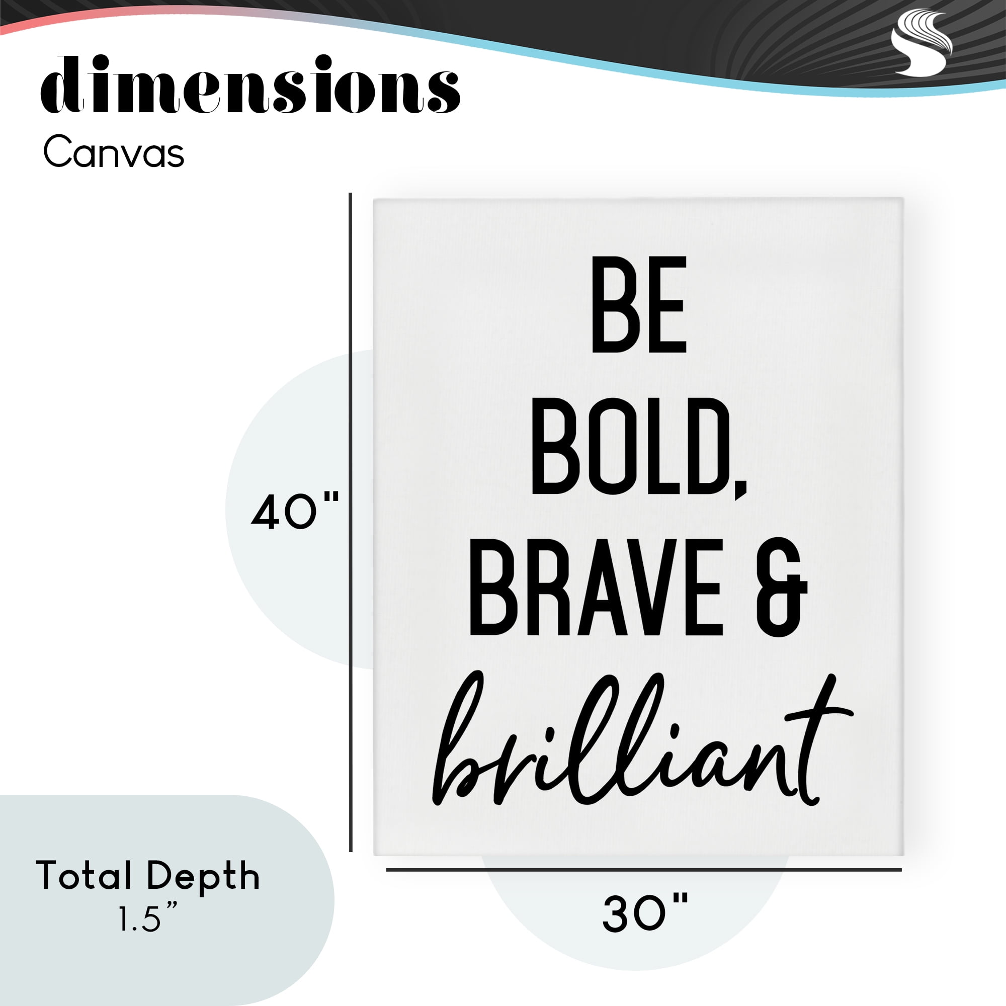 Bold Brave & Brilliant Canvas Wall Art, design by Lettered and Lined