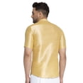 thumbnail image 4 of eloria Mens Traditional Yellow Gold Striped Party Shirt with Mundu Vesty Style Dhoti, 4 of 5