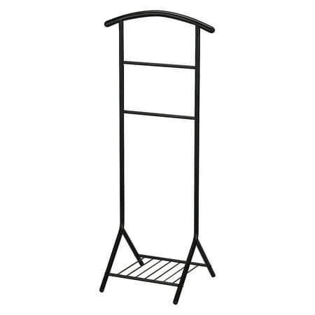 Leather Organizer Valet Fairyn Black Metal Traditional Cloth, Coat, Suit & Hat Valet Stand Organizer Rack With Storage Shelf ()