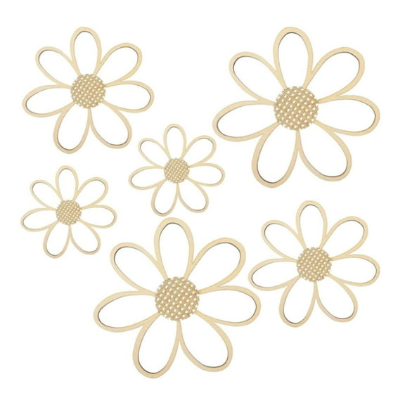 6 Pcs Daisy Wall Decor Wooden Daisy Wall Art Flowers Signs Hanging Plaque for Home Bedroom Farmhouse Bathroom Decorations Housewarming Gifts(3 Size) Boho stickers Decorative Ornaments