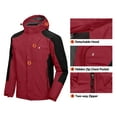 thumbnail image 3 of Little Donkey Andy Men's 3 in 1 Winter Ski Jacket Warm Fleece Liner Jacket Waterproof Windproof Snow Coat & Detachable Hood Ruby/Black 3XL, 3 of 7