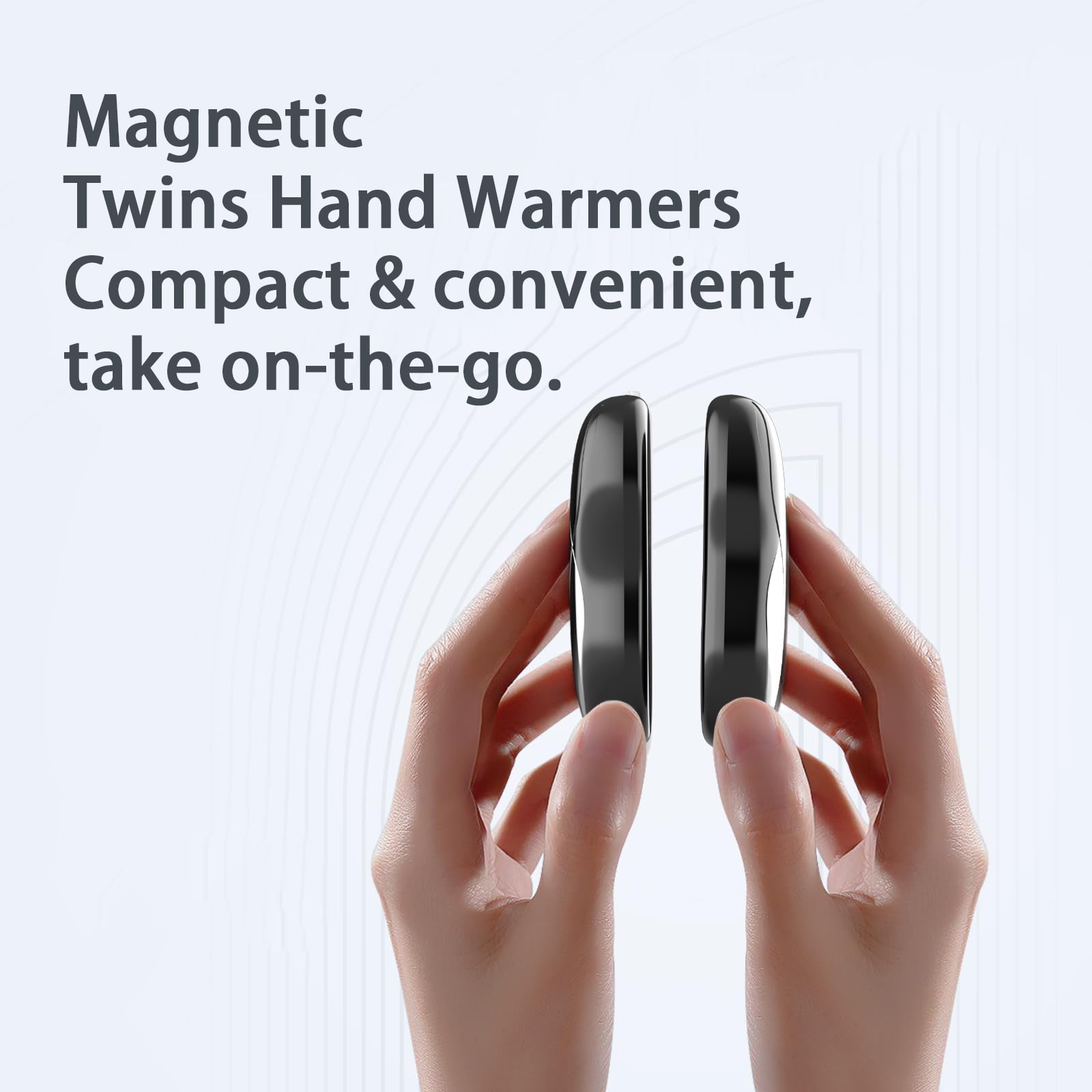 Hand Warmers Rechargeable 2 Pack Portable Pocket Size 3 Heat Settings Magnetic Attraction Electric Hand Warmer for Outdoors Hunting Golf Camping Warm Gifts（Silver+Black）