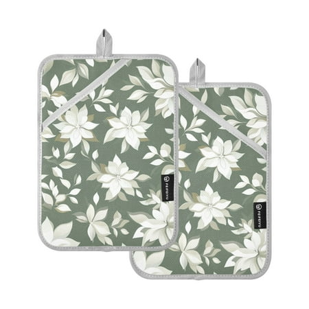 

Simple Floral Patterns Oven Mitts Pot Holders 2 pcs Heat Resistant for Kitchen Baking Grilling
