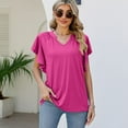 thumbnail image 3 of Lu's Chic Women's V Neck Shirt Ruffle Top Summer Cool Casual Loose Flutter Sleeve Cap Sleeve Tshirt Rose XX-Large, 3 of 4