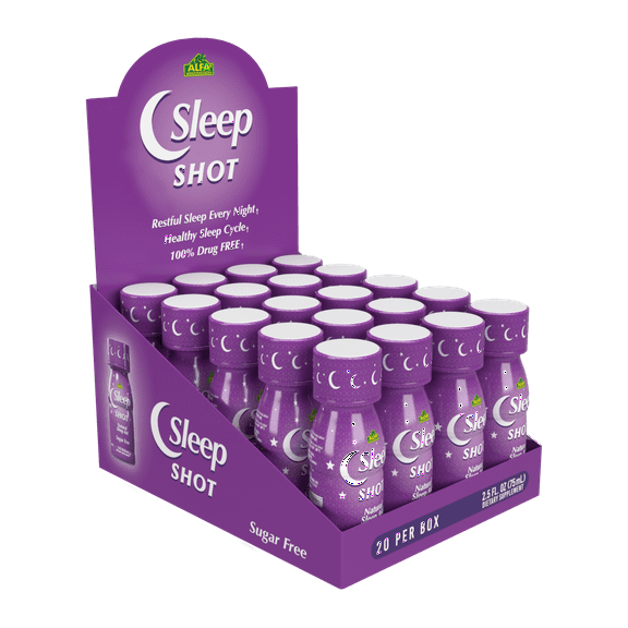 Sleep Shot - Natural Sleep Aid 10 MG of Melatonin - 2.5oz Shot Bottle - 20 Pack