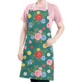 thumbnail image 5 of Pioneer Flower Floral Print Pattern Apron for Women and Men, Cotton Linen Waterproof with Pockets, Adjustable, 33x27 Inch for Kitchen, Gardening, BBQ, Salon, 5 of 6