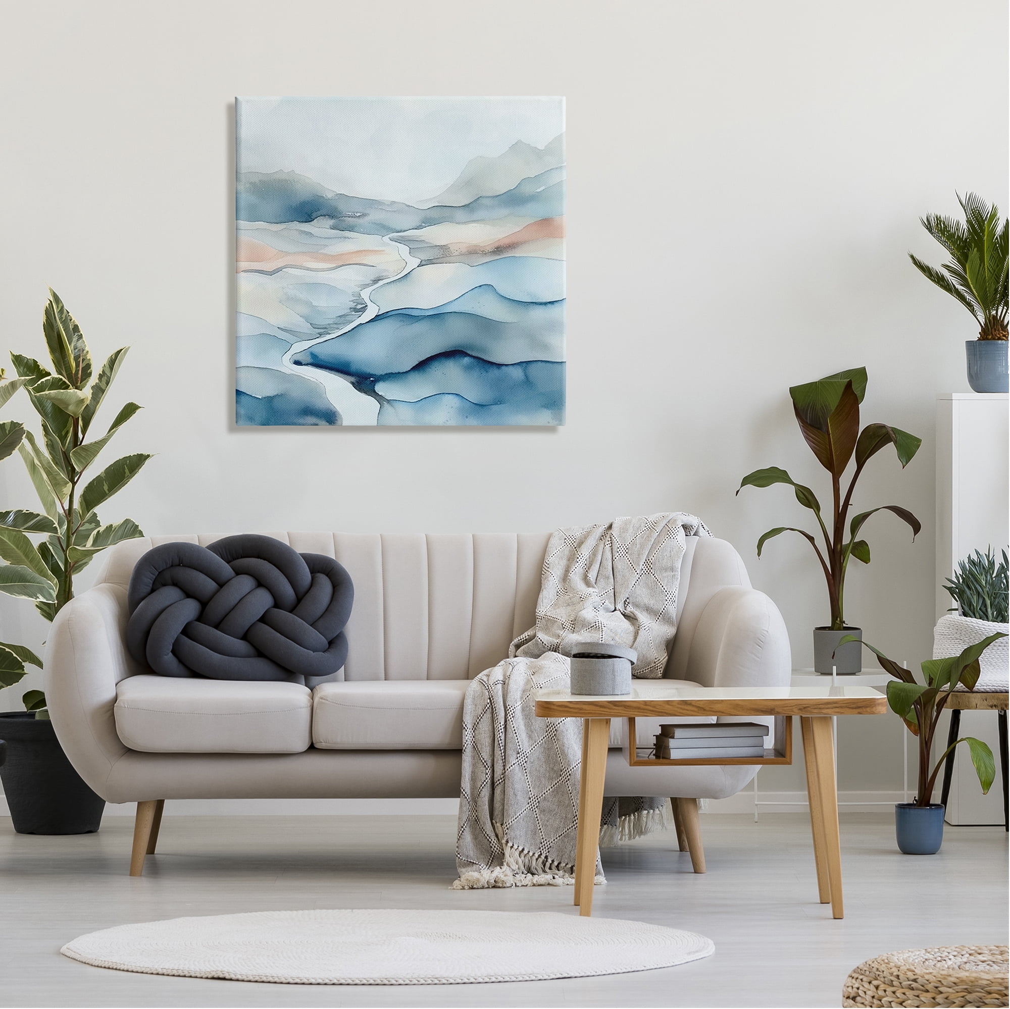 Stupell Industries Abstract Mountain Stream Landscape Painting Gallery Wrapped Canvas Art Print Wall Art, 30 x 30