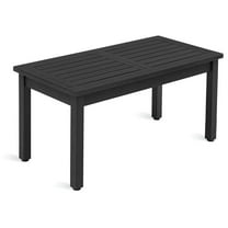Outdoor Coffee Table Rectangle, Patio Coffee Tables for Outside, All Weather Patio Coffee Table with Slatted for Deck, Garden, Balcony, Indoor or Outdoor Use, Black 35 inch