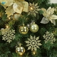 thumbnail image 5 of Deago Set of 24 Plastic Christmas Glitter Snowflake Ornaments Christmas Tree Decorations, 3.9-inch, Blue, 5 of 7