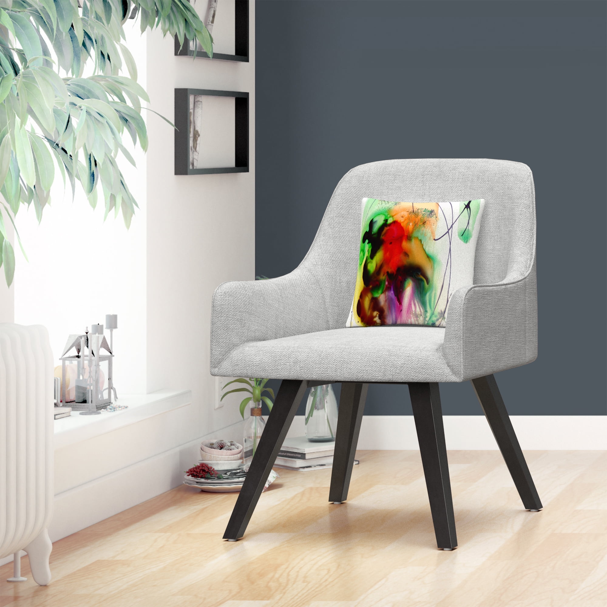 Abstract Number 09' Streaks Splash Splatter Paintmasters Fine Art 16 X 16 Decorative Throw Pillow