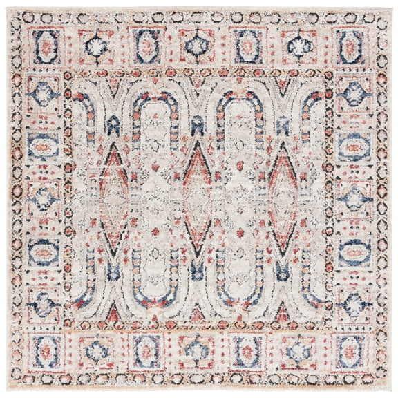 SAFAVIEH Luna Damion Oriental Area Rug, Beige/Blue Rust, 6'7" x 6'7" Square