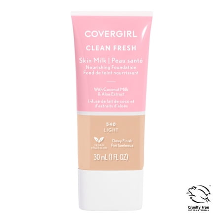 COVERGIRL Clean Fresh Skin Milk, Clean Vegan Formula, Light, 1 fl oz, Lightweight Foundation