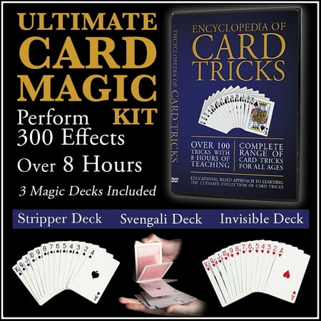 The Ultimate Card Magic Kit Encyclopedia of Card Tricks Set with Pro Svengali, Stripper and Invisible Decks For Adults or