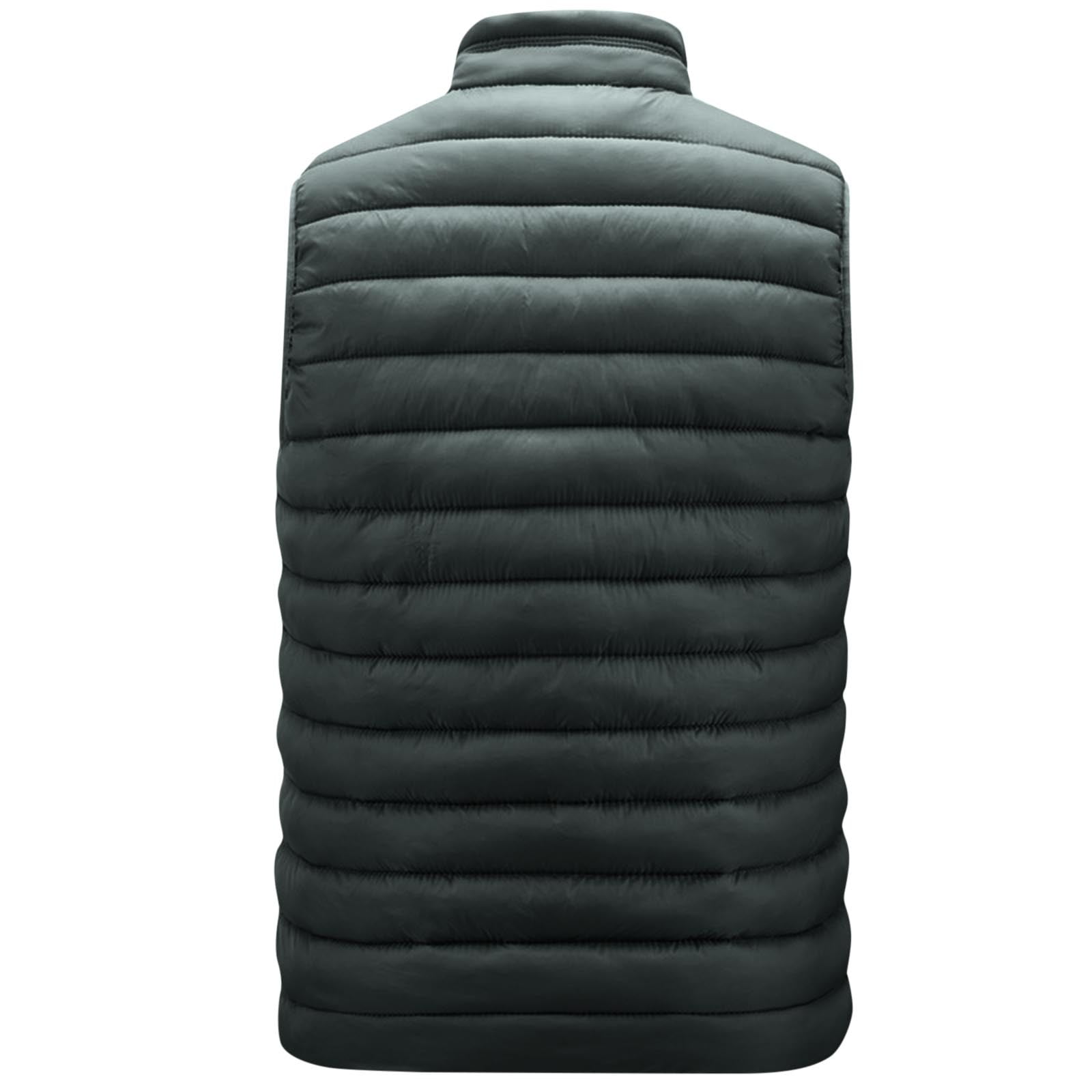 JUUYY Men's Cotton Lightweight Packable Insulated Puffer Vest Outerwear m Winter Sleeveless Jacket for Golf Solid Color Running Vest Green L