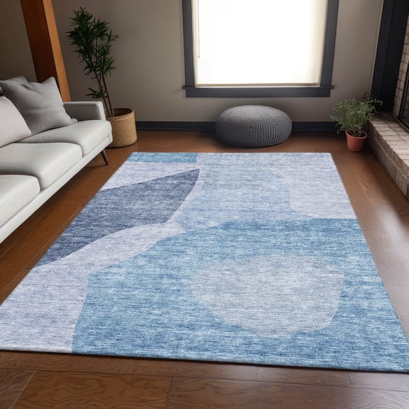 Addison Rugs Mayfield Washable Transitional Abstract Denim Rectangle Rug, 8' x 10'