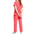 thumbnail image 4 of BiZtdJrK Nursing Uniforms Scrub Sets for Womens V Neck Scrub Tops and Straight Leg Scrub Pants Trendy 2 Piece Comfy Stretch Scrubs with Pockets Red,S, 4 of 5