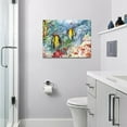 thumbnail image 3 of Colorful Ocean Fish Decor Wall Art Tropical Fish Pictures Watercolor Coral Canvas Painting Framed Artwork for Bathroom Living Room Bedroom 16"x12", 3 of 6