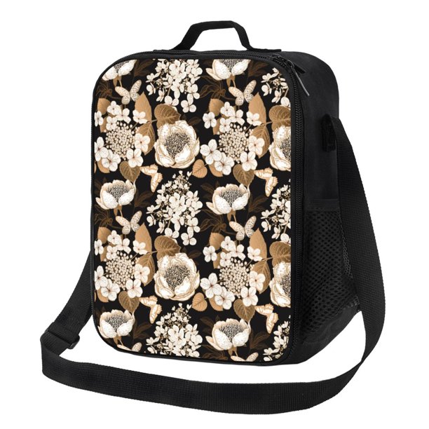 Fotbe Retro Hydrangeas Lonchera Bolsa de Almuerzo para Hombres y Mujeres, Lonchera de Gran Capacidad, Bolsa de Almuerzo Reutilizable, Bolsa Térmica Aislante