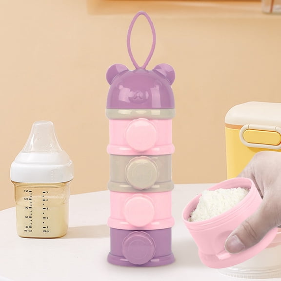 4 Layers Baby Milk Powder Formula Dispenser, Infant Milk Powder Box Stackable Food Snacks Storage Box Formula Container for Travel