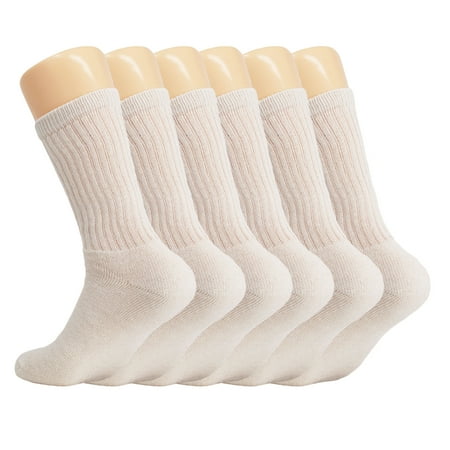 

Cotton Crew Socks for Women Ecru 6 Pairs Size 9-11