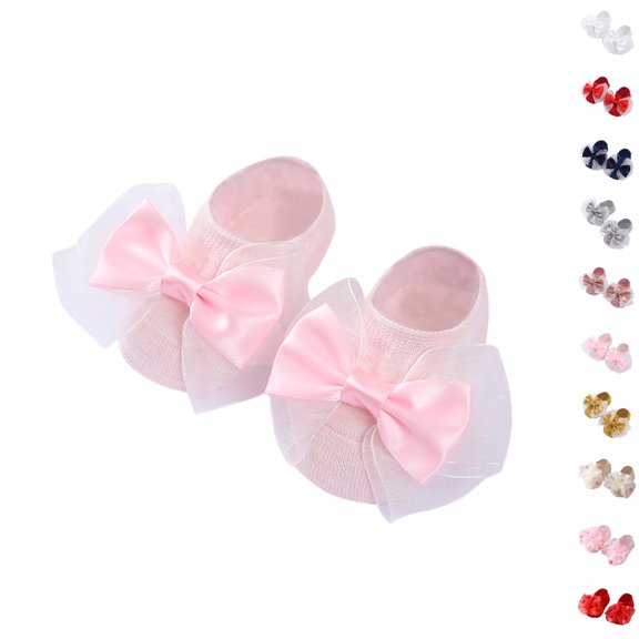 Bmisegm Baby Girl Socks Soft Sole Floor Shoes with Bowknot for Toddler Walking Baby Socks 0-2 01_Pink,10