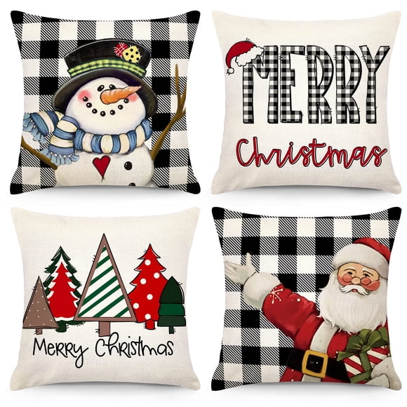 Fundas de almohada CDWERD Christmas, 45 x 45 cm, juego de 4 piezas de lino