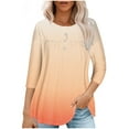 thumbnail image 1 of RXIRUCGD T-shirt Imprimé Décontracté d'Été pour Femmes Manches Trois-Quarts Col Rond Froncé Blouse, Orange, Taille : 2TG, 1 of 4