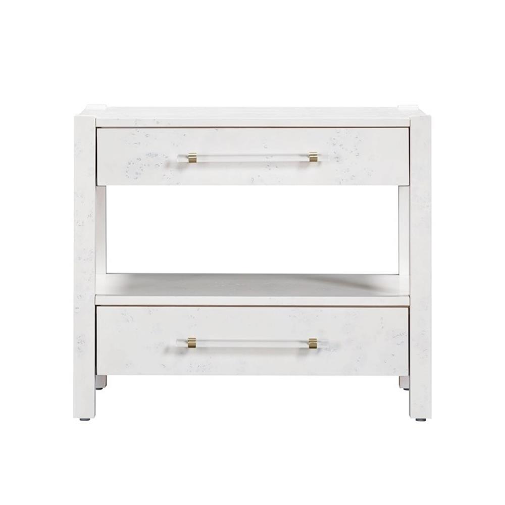 Maklaine Engineered Wood White Nightstand Rectangular 26"W Assembled