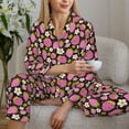 thumbnail image 5 of KLL Strawberry Print Women's Long Sleeve Pajamas with Pants Sleepwear Loungewear 2 Set-X-Large, 5 of 7