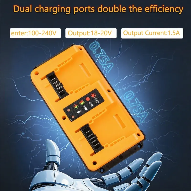 90W Fast Charger Dual Port for DeWalt 18V-20V Li-ion Batteries DCB207 DCB206 DCB204