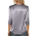 thumbnail image 4 of Women's Tops Dressy 2026 Crew Neck Satin Shirts Long Sleeve Formal Tops Office Business Summer Outfits, 4 of 8