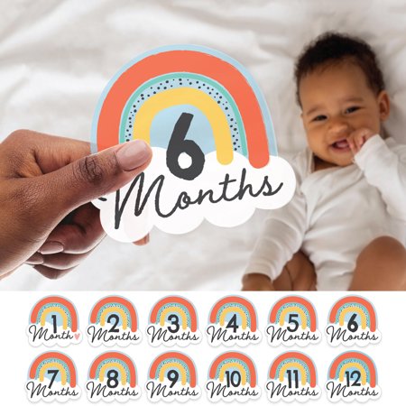 Big Dot of Happiness Hello Rainbow - Boho Baby Monthly Cards - Shaped Acrylic Milestone Markers - Set of 12