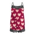 thumbnail image 6 of Valentine's Pajamas for Women Heart Print Lace Camisole Sleeveless Shorts Casual Pajama Sets, 6 of 6