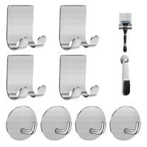 WSBArt Razor Holder for Shower Adhesive Wall Hooks, Premium 304 Stainless Steel Shower Razor Holder with Heavy Duty Waterproof Sticky Hooks for Bathroom Hanging Towels, Coat, Hat, 8 Piece