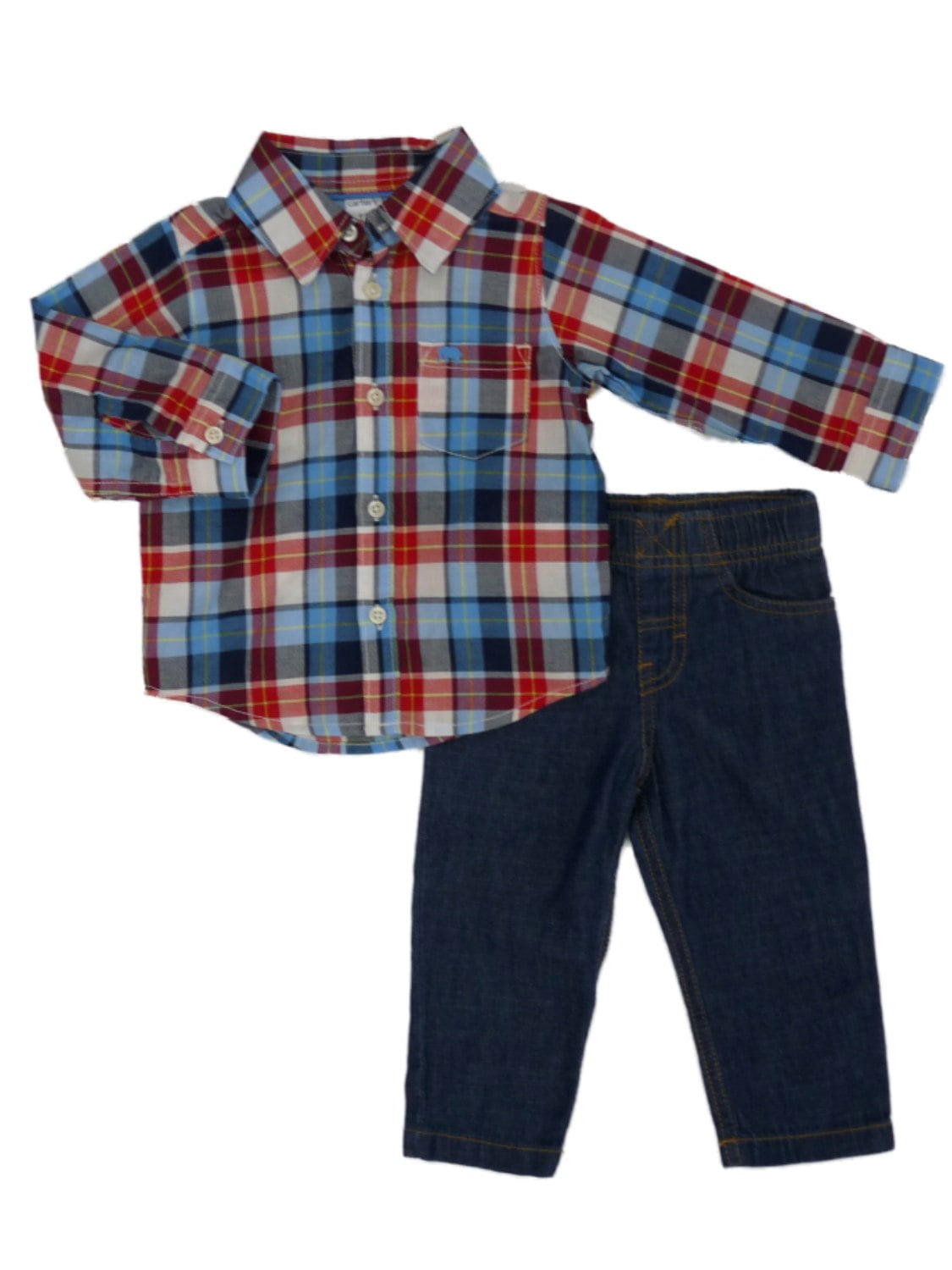 red and blue plaid shirt outfit