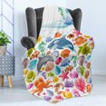 thumbnail image 4 of Tropical Animals Soft Flannel Fleece Throw Blanket, Diving Sea Fauna Pattern Marine Objects Whale Corals Underwater, Cozy Plush for Indoor and Outdoor Use, 50" x 70", Multicolor, by Ambesonne, 4 of 5