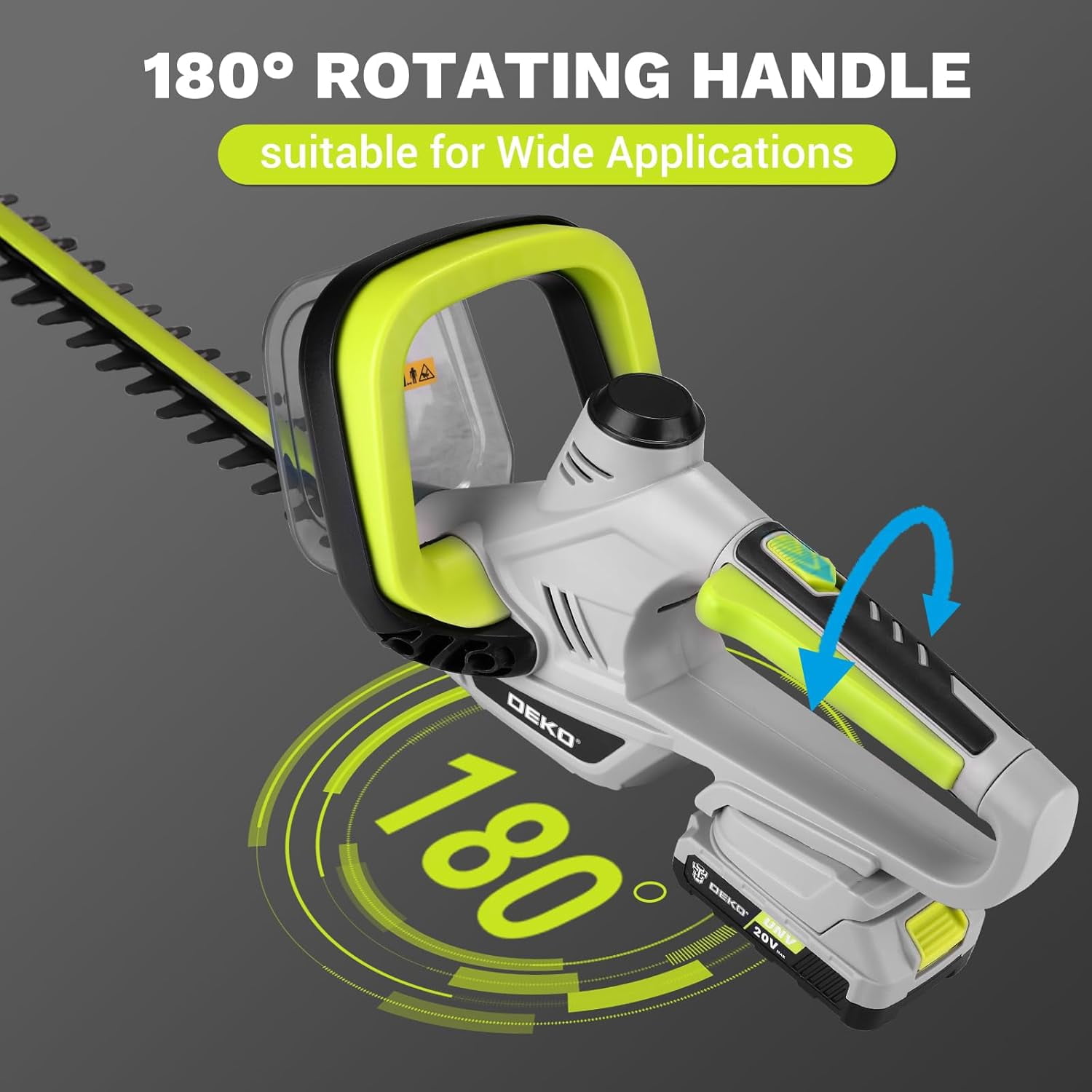 20V Cordless Hedge Trimmer with Battery, 20-Inch Dual Action Steel Blade for Garden and Lawn