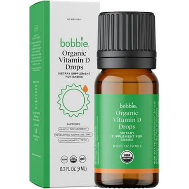 Bobbie Organic Infant Vitamin D Drops, Daily Supplement for Babies, 0.3 fl oz