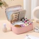 thumbnail image 2 of Cosmetiquera Para Maquillaje, Bolsa de maquillaje para viaje de gran capacidad, Cuero Impermeable, Neceser, Almacenamiento particionado de 3 capas, Ideal Para Uso Diario y Viaje (Rosa), 2 of 4