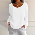 thumbnail image 6 of Women’s Waffle Long Sleeve T-Shirt - Fall V Neck Pullover Tops - Fashion Basic Knit Daily Casual Tops, 6 of 8