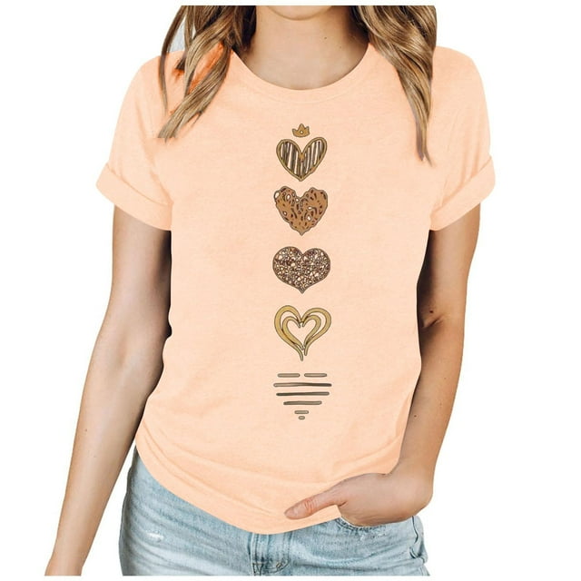 Womens T-Shirt,Casual Round Neck Short Sleeved Printed,Lights
