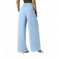 thumbnail image 4 of WQQZJJ Women's Pants with Pockets Elastic Waist Baggy Bootcut Flared Pants Solid Loose Casual Trousers Size S-2XL, 4 of 7