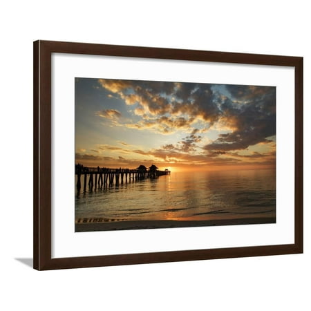 Naples Pier at sunset and Gulf of Mexico, Naples, Florida. Framed Print Wall Art By Adam