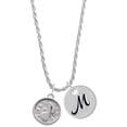 thumbnail image 1 of Delight Jewelry Silvertone Music Note - Round Seal Silvertone Script Initial Disc - M - Charm Necklace, 20"+3", 1 of 4